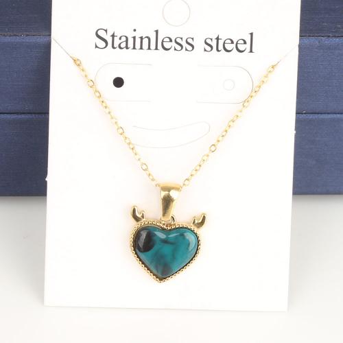 Titanium Steel Necklace with 5cm extender chain Heart Vacuum Ion Plating fashion jewelry & Unisex & enamel nickel lead & cadmium free Length Approx 45 cm Sold By Bag
