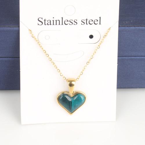 Titanium Steel Necklace, with 5cm extender chain, Heart, Vacuum Ion Plating, fashion jewelry & Unisex & enamel, more colors for choice, nickel, lead & cadmium free, 14.10x12.70x3.40mm, Length:Approx 45 cm, 5PCs/Bag, Sold By Bag
