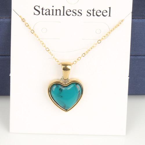 Titanium Steel Necklace, with 5cm extender chain, Heart, Vacuum Ion Plating, fashion jewelry & Unisex & enamel, more colors for choice, nickel, lead & cadmium free, 14.70x13.90x4mm, Length:Approx 45 cm, 5PCs/Bag, Sold By Bag