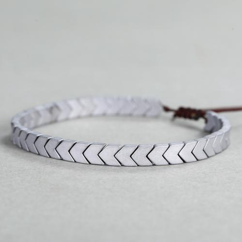 Hématite bracelet, avec Cordon de noeud, pointe de flèche, Placage, Réglable & bijoux de mode & unisexe, plus de couleurs à choisir, Longueur Environ 18 cm, Vendu par PC