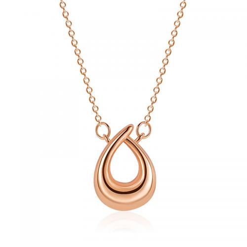 Brass Necklace with 1.97inch extender chain rose gold color plated fashion jewelry & for woman nickel lead & cadmium free Length Approx 15.74 Inch Sold By PC