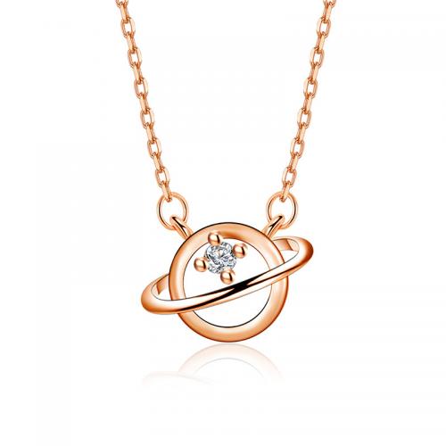Cubic Zircon Micro Pave Brass Necklace, with 1.97inch extender chain, Globe, rose gold color plated, fashion jewelry & micro pave cubic zirconia & for woman, nickel, lead & cadmium free, Length:Approx 15.74 Inch, Sold By PC