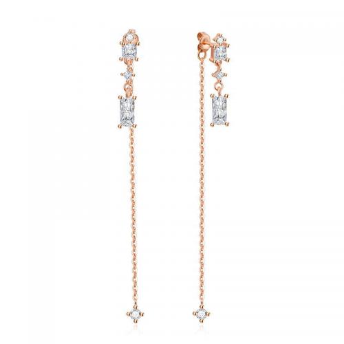 Cubic Zirconia Micro Pave Brass Earring, rose gold color plated, fashion jewelry & micro pave cubic zirconia & for woman, nickel, lead & cadmium free, Sold By Pair