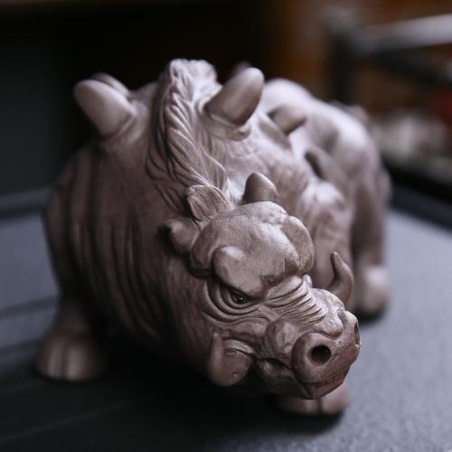 Tea Pet Decoration, Purple Clay, Pig, handmade, for home and office & break proof, 200x115x102mm, Sold By PC