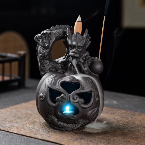 Backflow Incense Burner Purple Clay handmade Halloween Design & for home and office & durable & multifunctional Sold By PC