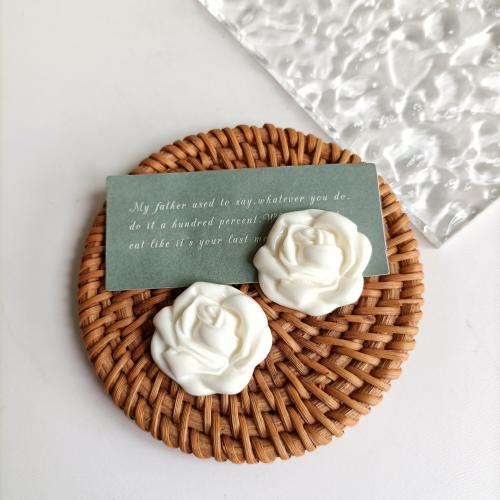 Harz Ohrring, Rose, Modeschmuck & für Frau, weiß, 35mm, verkauft von Paar