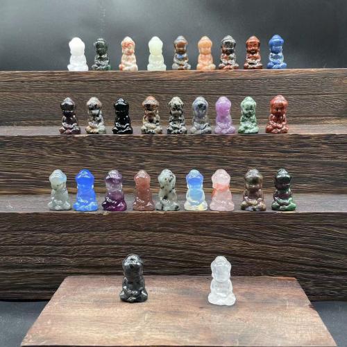 Fashion Decoration Gemstone Buddha Carved for home and office & cute Random Color 30mm Sold By PC
