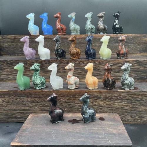 Fashion Decoration, Gemstone, Giraffe, Carved, for home and office & cute, Random Color, 50mm, Sold By PC