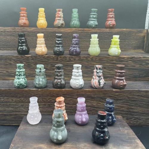 Fashion Decoration Gemstone Snowman Carved for home and office & cute Random Color 40mm Sold By PC