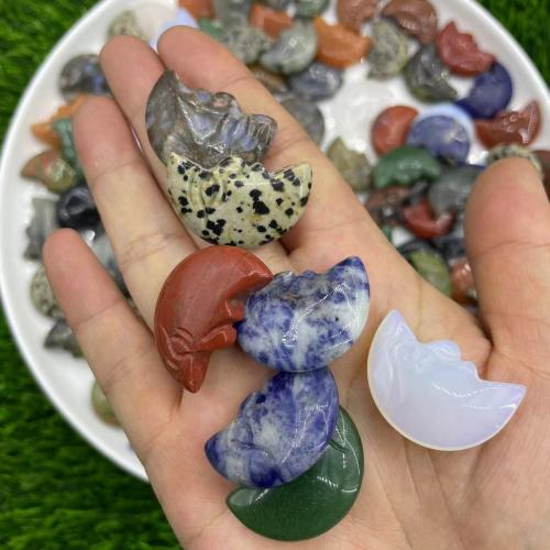 Fashion Decoration Gemstone Moon Carved for home and office Random Color 30mm Sold By PC