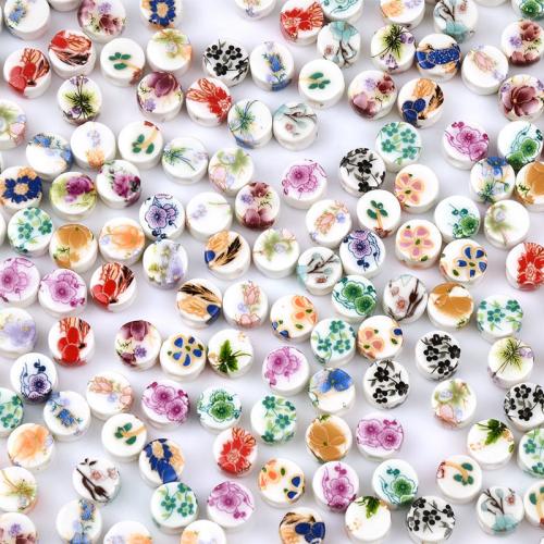Porcelain Jewelry Beads, Flat Round, DIY, more colors for choice, 8mm, 10PCs/Bag, Sold By Bag
