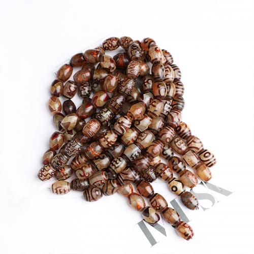 Ágata natural tibetano Dzi Beads, Ágata tibetana, Tambor, DIY & Varios pares a sua escolha, Mais cores pare escolha, 12x16mm, Aprox 20PCs/Strand, vendido por Strand