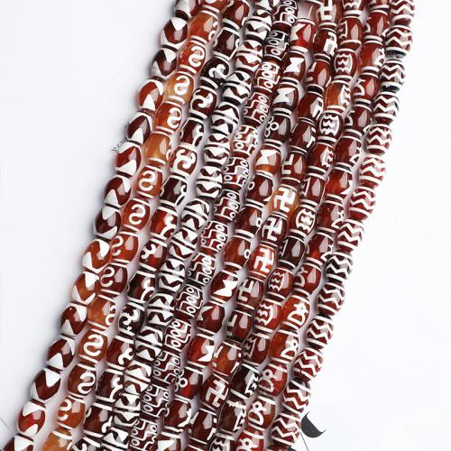 Natürlich rote Achat Perlen, Roter Achat, Trommel, DIY & verschiedene Muster für Wahl, keine, 12x16mm, ca. 22PCs/Strang, verkauft von Strang