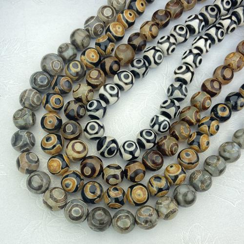 Natural Tibetan Agate Dzi Beads, Round, DIY & different size for choice & different designs for choice, more colors for choice, Sold By Strand