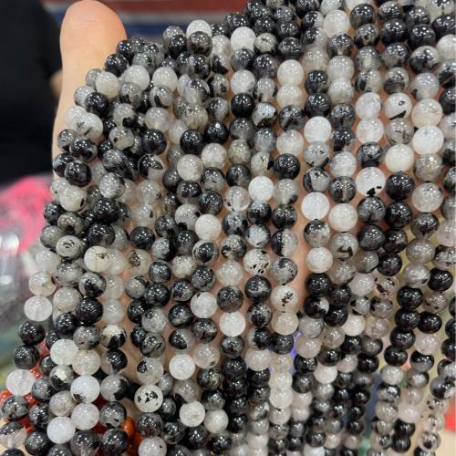 Prirodni kvarc nakit Beads, Crni Rutilirani kvarc, Krug, možete DIY & različite veličine za izbor, crn, Prodano Per Približno 38 cm Strand