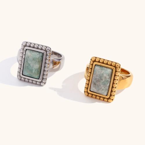Ring Finger ze stali nierdzewnej, Stal nierdzewna 316L, ze Kamień naturalny, biżuteria moda & różnej wielkości do wyboru & dla kobiety, dostępnych więcej kolorów, bez zawartości niklu, ołowiu i kadmu, 18x14mm, sprzedane przez PC
