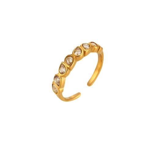 Zirkonia Edelstahl-Finger- Ring, 304 Edelstahl, 18K vergoldet, Modeschmuck & Micro pave Zirkonia & für Frau, frei von Nickel, Blei & Kadmium, wide:3.9mm, verkauft von PC