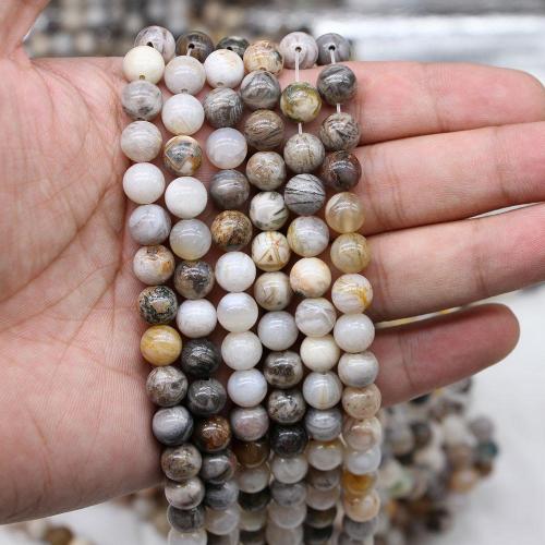 Agat perler, Bamboo Agate, Runde, du kan DIY, 6mm, Solgt Per Ca. 14 inch Strand