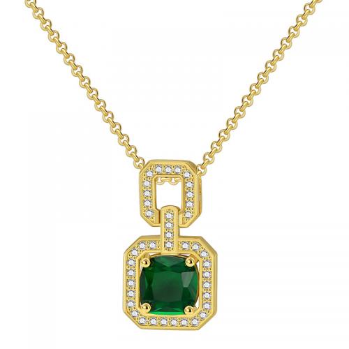 Cubic Zircon Micro Pave Brass Necklace, plated, micro pave cubic zirconia & for woman, golden, Length:Approx 45-50 cm, Sold By PC