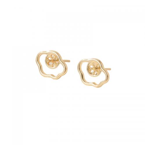 Brass Earring Stud Component plated DIY gold Sold By Pair