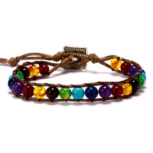 Gemstone Bracelets Nylon Cord with Gemstone Adjustable & fashion jewelry & for woman 8mm Length Approx 18-21 cm Sold By PC