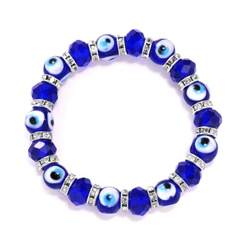 Evil Eye sieraden Armband, Zinc Alloy, met Elastische draad & Hars, mode sieraden & voor vrouw, meer kleuren voor de keuze, nikkel, lood en cadmium vrij, Verkocht door PC