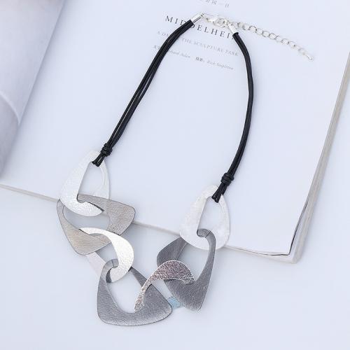Iron Necklaces, Wax Cord, with Iron, fashion jewelry & for woman, 220x15x15mm, Length:Approx 48 cm, Sold By PC