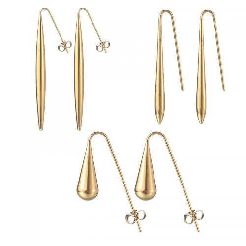 Stainless Steel Drop Earring, 304 Stainless Steel, fashion jewelry & different styles for choice & for woman, golden, Sold By Pair