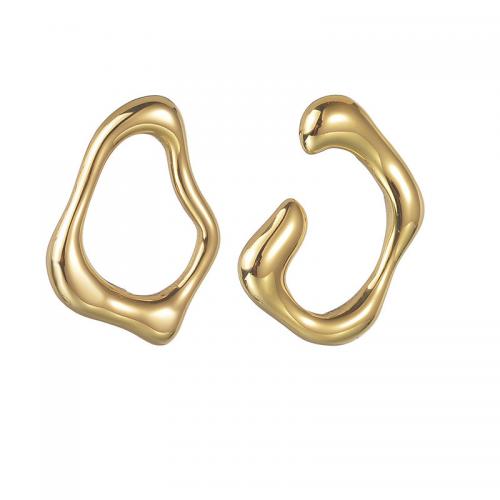 Asymmetric Earrings 304 Stainless Steel 18K gold plated fashion jewelry & for woman golden Sold By Pair