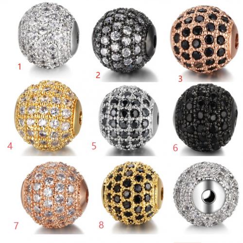 Cubic Zirconia Micro Pave Brass Beads, Round, plated, DIY & micro pave cubic zirconia, more colors for choice, nickel, lead & cadmium free, 4mm, Sold By PC