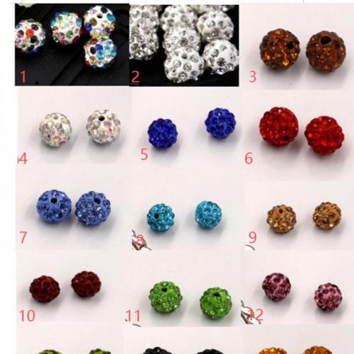 Clay Beads, Round, DIY & with rhinestone, more colors for choice, 4mm, Approx 100PCs/Bag, Sold By Bag