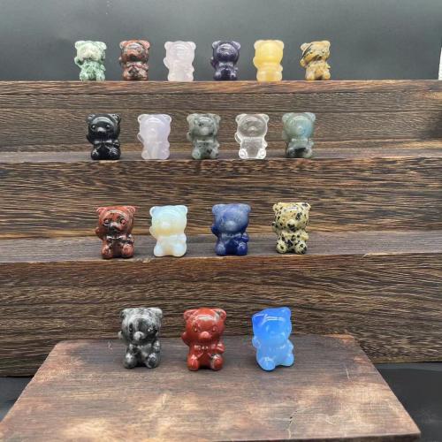 Fashion Decoration Gemstone Bear Carved for home and office & cute Random Color 30mm Sold By PC