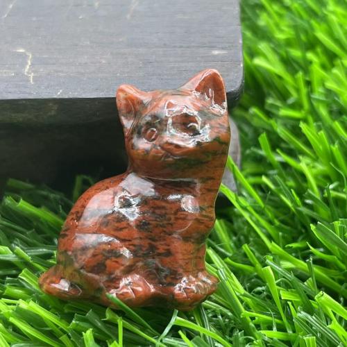 Fashion Decoration, Natural Stone, Cat, Carved, for home and office & cute & different materials for choice, more colors for choice, 40mm, Sold By PC