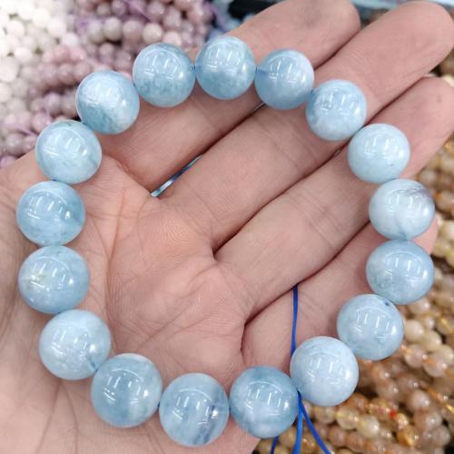 Gemstone Bracelets, Aquamarine, Round, fashion jewelry & Unisex & different size for choice, light blue, Length:Approx 18 cm, Sold By PC
