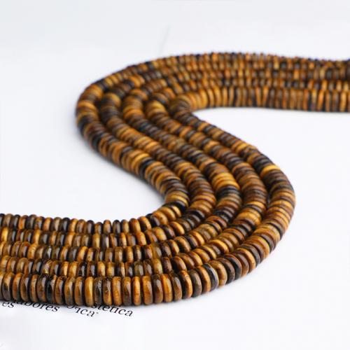 Natural Tiger Eye Beads Flat Round DIY Sold By Strand