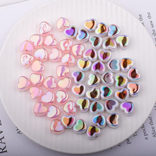 Perles  acrylique plaqué , coeur, DIY, plus de couleurs à choisir, 14.50x12.50mm, 10PC/sac, Vendu par sac