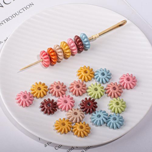Volltonfarbe Acryl Perlen, Blume, DIY, keine, 17x6.90mm, Bohrung:ca. 3mm, 10PCs/Tasche, verkauft von Tasche