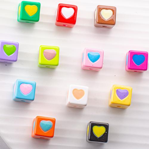 Acrylic Jewelry Beads, Square, DIY, more colors for choice, 12.50x12.50mm, 5PCs/Bag, Sold By Bag