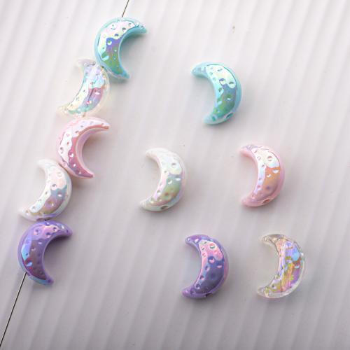 Plated Acrylic Beads, Moon, DIY, more colors for choice, 13.70x18.50mm, Hole:Approx 2mm, Sold By PC