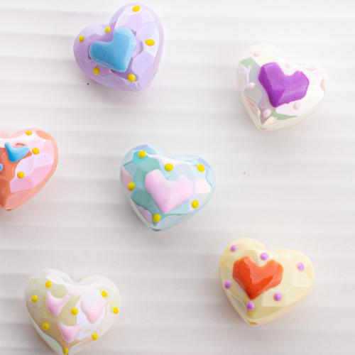 Plated Acrylic Beads, Heart, DIY & enamel, more colors for choice, 19.40x17mm, Hole:Approx 2.2mm, 5PCs/Bag, Sold By Bag