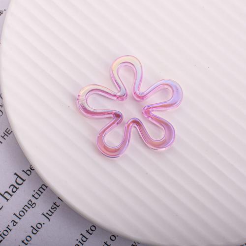 Plated Acrylic Beads, Flower, DIY, more colors for choice, 42x42mm, Sold By PC