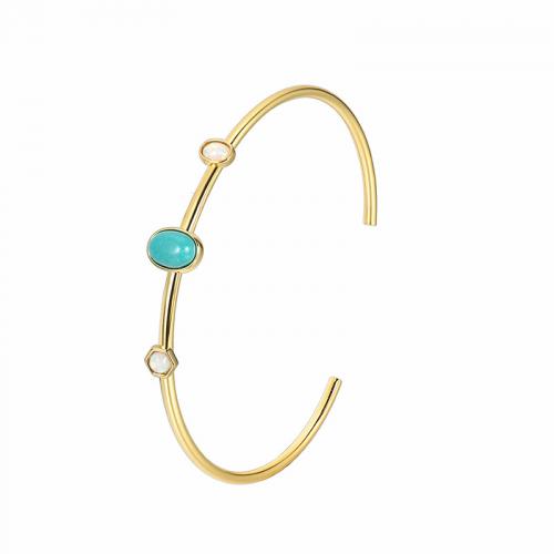 Bracelets en laiton, avec Opale & turquoise, Placage, pour femme, doré, Vendu par PC