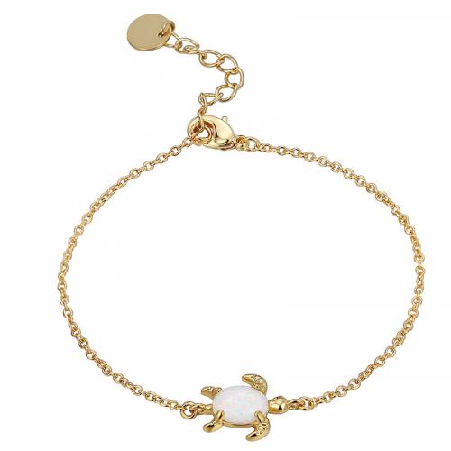 Brass Bracelet & Bangle with Opal Turtle plated for woman golden Sold By PC
