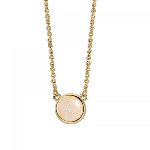Messing Halskette, mit Opal, plattiert, für Frau, goldfarben, Länge:ca. 45-55 cm, verkauft von PC