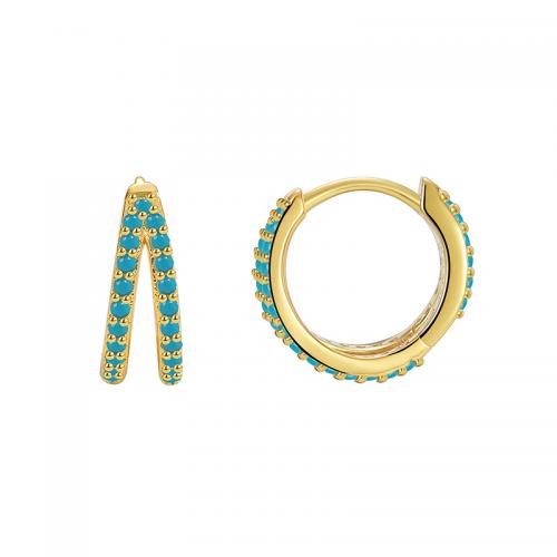 Brass Leverback Earring with turquoise plated for woman golden Sold By Pair