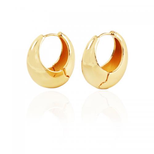 Messing Spring hoop oorbellen, plated, voor vrouw, goud, 25x25mm, Verkocht door pair