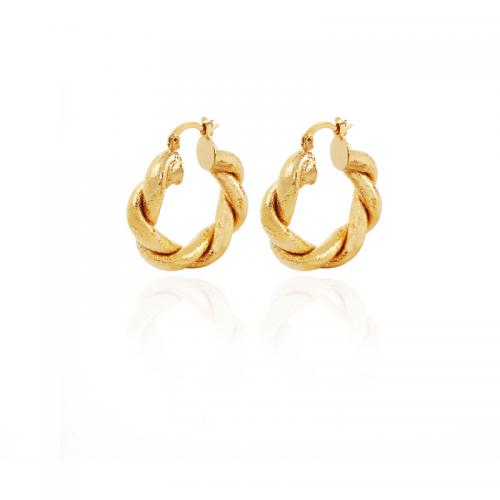 Messing Spring hoop oorbellen, plated, voor vrouw, goud, 35x30mm, Verkocht door pair
