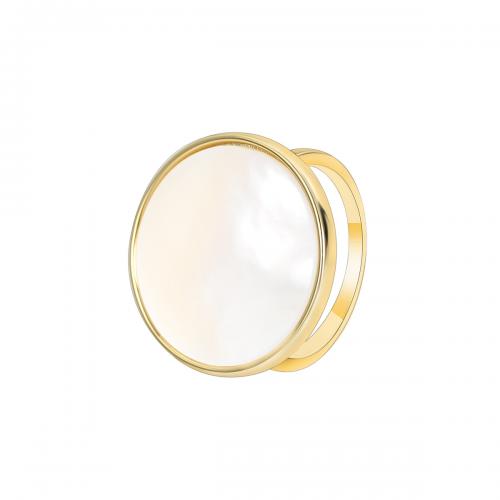 Brass δάχτυλο του δακτυλίου, Ορείχαλκος, με Λευκό Shell & Abalone Shell, επιχρυσωμένο, διαφορετικό μέγεθος για την επιλογή & για τη γυναίκα, περισσότερα χρώματα για την επιλογή, Sold Με PC