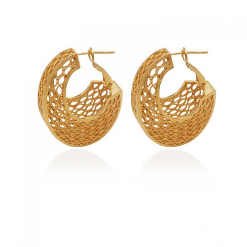 Brass Leverback Earring, plated, for woman, gold, 36x28mm, Sold By Pair