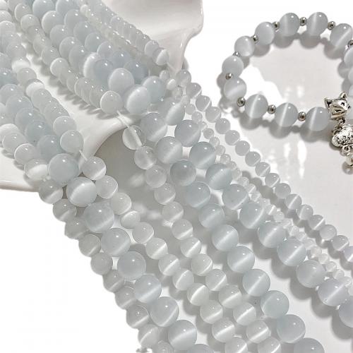 Perles de bijoux oeil de chat, Rond, DIY & normes différentes pour le choix, blanc, 100PC/lot, Vendu par lot
